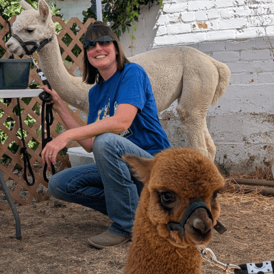 Trainer Robyn with Alpacas
